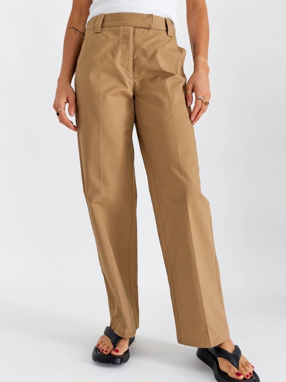 Mod Ref Wide Straight Khaki-Tan Trousers